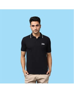 Greys&Blues Pima Collar T-Shirt- Black with White